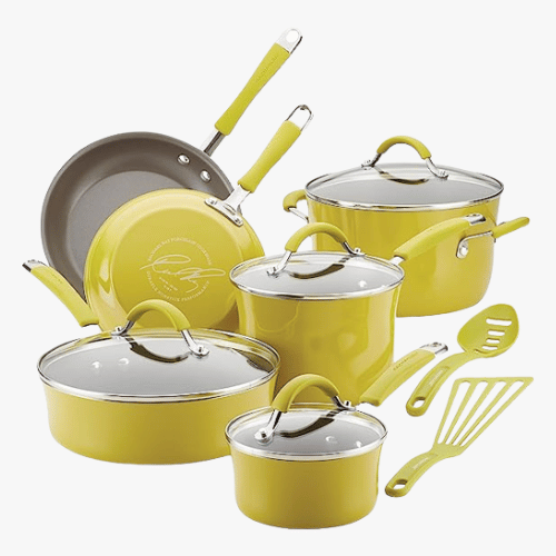 Nonstick Cookware Pots and Pans Set, 12 Piece, Lemongrass Green